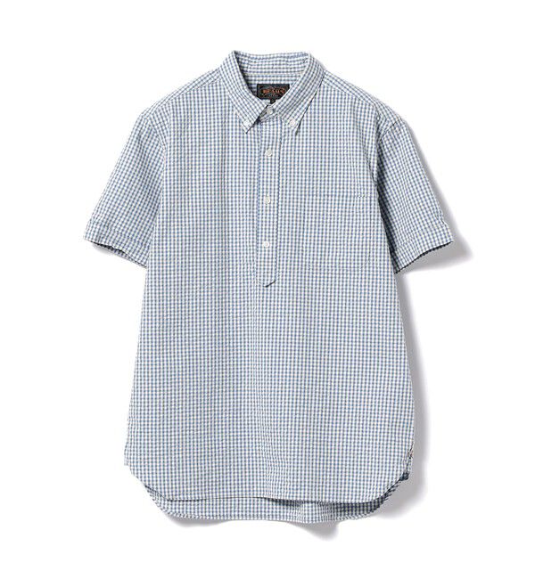 BEAMS PLUS「BEAMS PLUS / インディゴ シアサッカー ブルオーバー ショートスリーブ ボタンダウン シャツ」|シャツ・ブラウス|