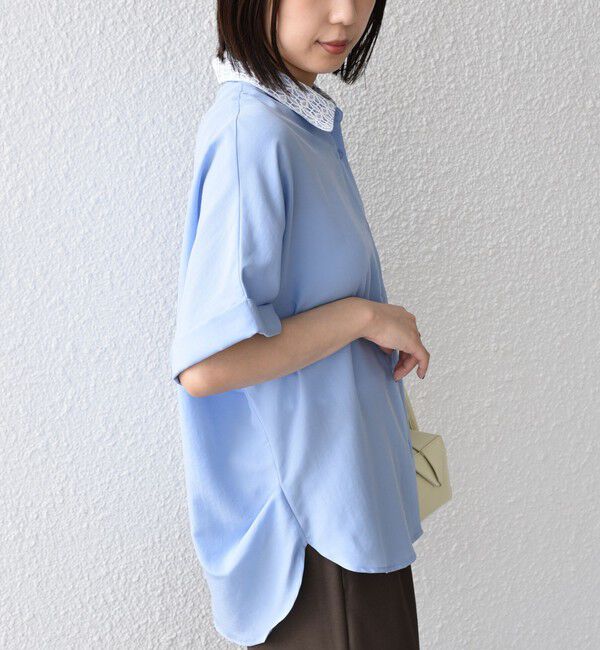 SHIPS Colors 「SHIPS Colors:〈手洗い可能〉レースカラー コクーン シャツ◇」|シャツ・ブラウス|