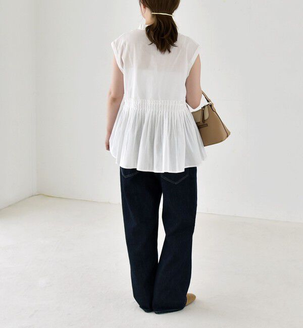quaranciel「《予約》quaranciel:〈手洗い可能〉コットン プリーツ ペプラム プルオーバー ブラウス」|シャツ・ブラウス|