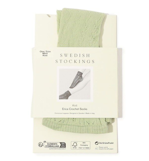 TOMORROWLAND GOODS「SWEDISH STOCKINGS Erica Crochet Socks クロシェソックス」|ソックス|51 ライトグリーン