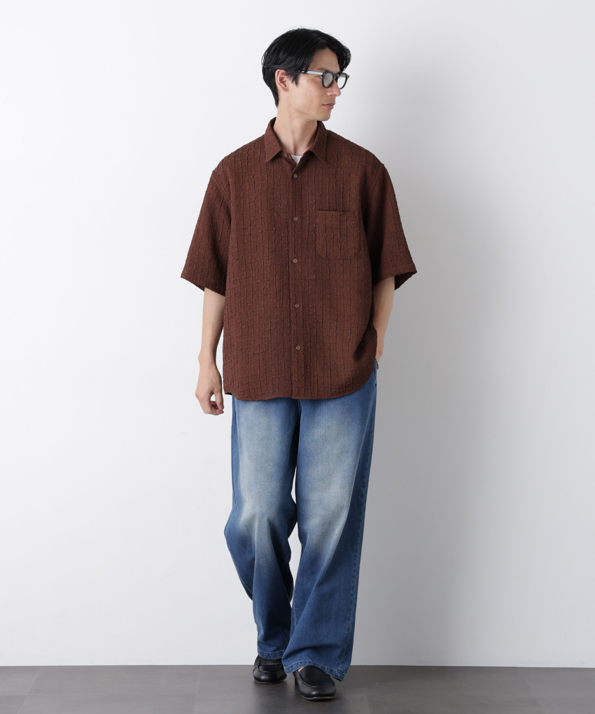 NANO universe「COOLLY DENIM ワイドイージーパンツ（接触冷感）」|チノ|
