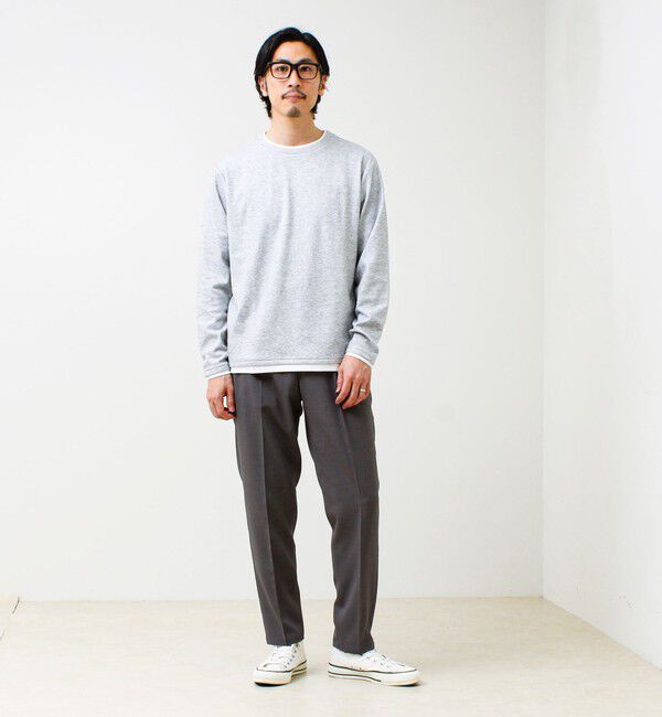 GLOSTER「メランジ微起毛スムース フェイクレイヤード ロンT」|Tシャツ・カットソー|