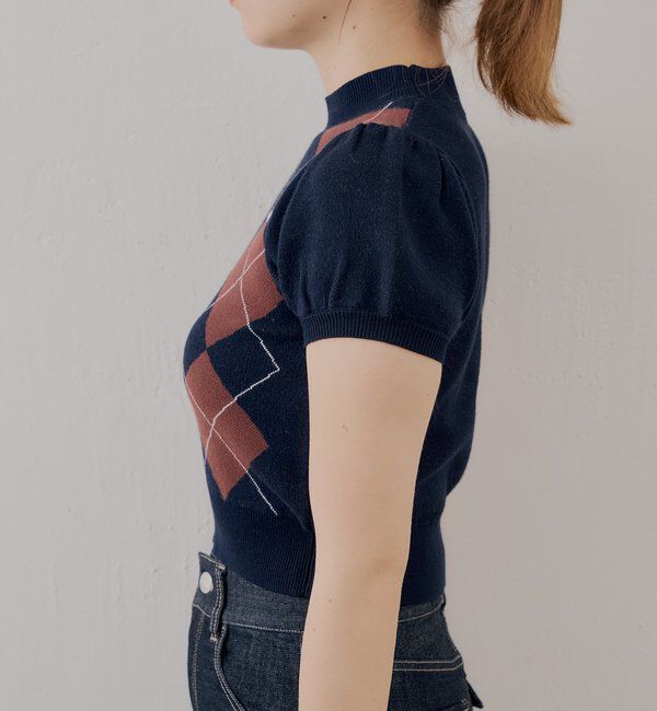  「パフスリーブロゴ刺繍ニット」|ニット・セーター|