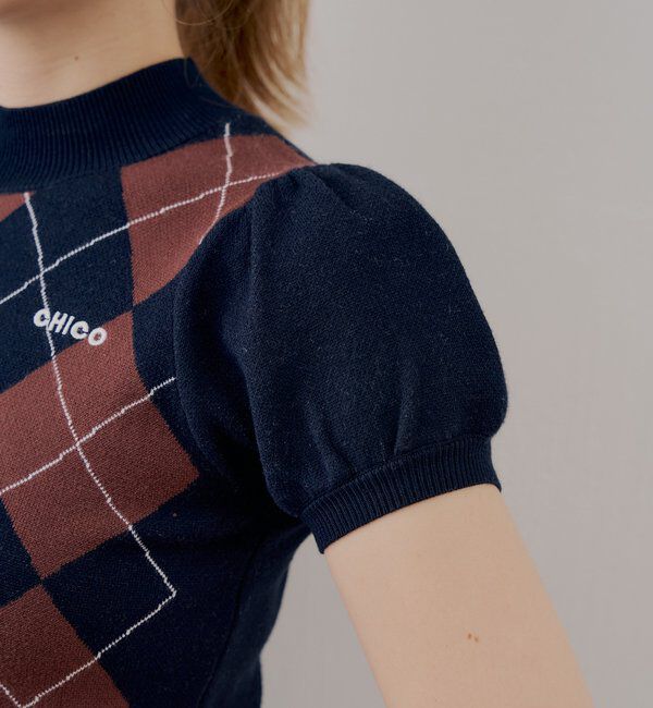  「パフスリーブロゴ刺繍ニット」|ニット・セーター|