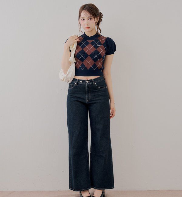  「パフスリーブロゴ刺繍ニット」|ニット・セーター|
