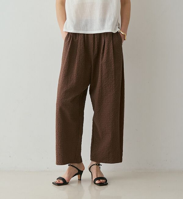 qualite「【セットアップ対応】シアーギンガムクロップドパンツ」|その他|ブラウン
