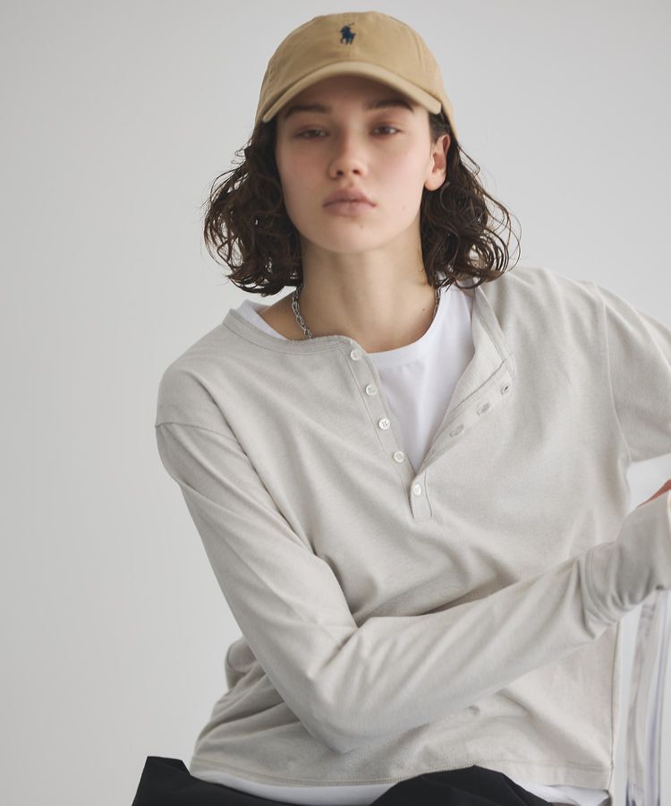 GARAGE OF GOOD CLOTHING「【日本製】ヘンプジャージーヘンリーネックプルオーバー」|Tシャツ・カットソー|Light Gray