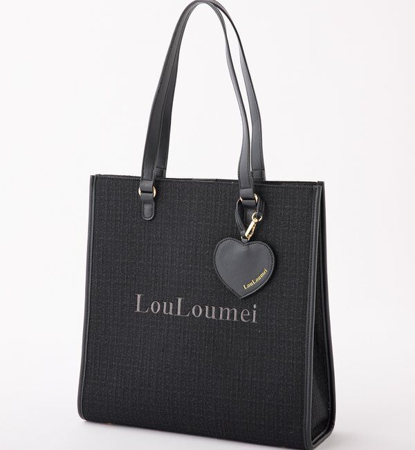  「【LouLoumei】8色展開／ハートチャーム付きトートバッグ／自立可能」|その他|ブラック
