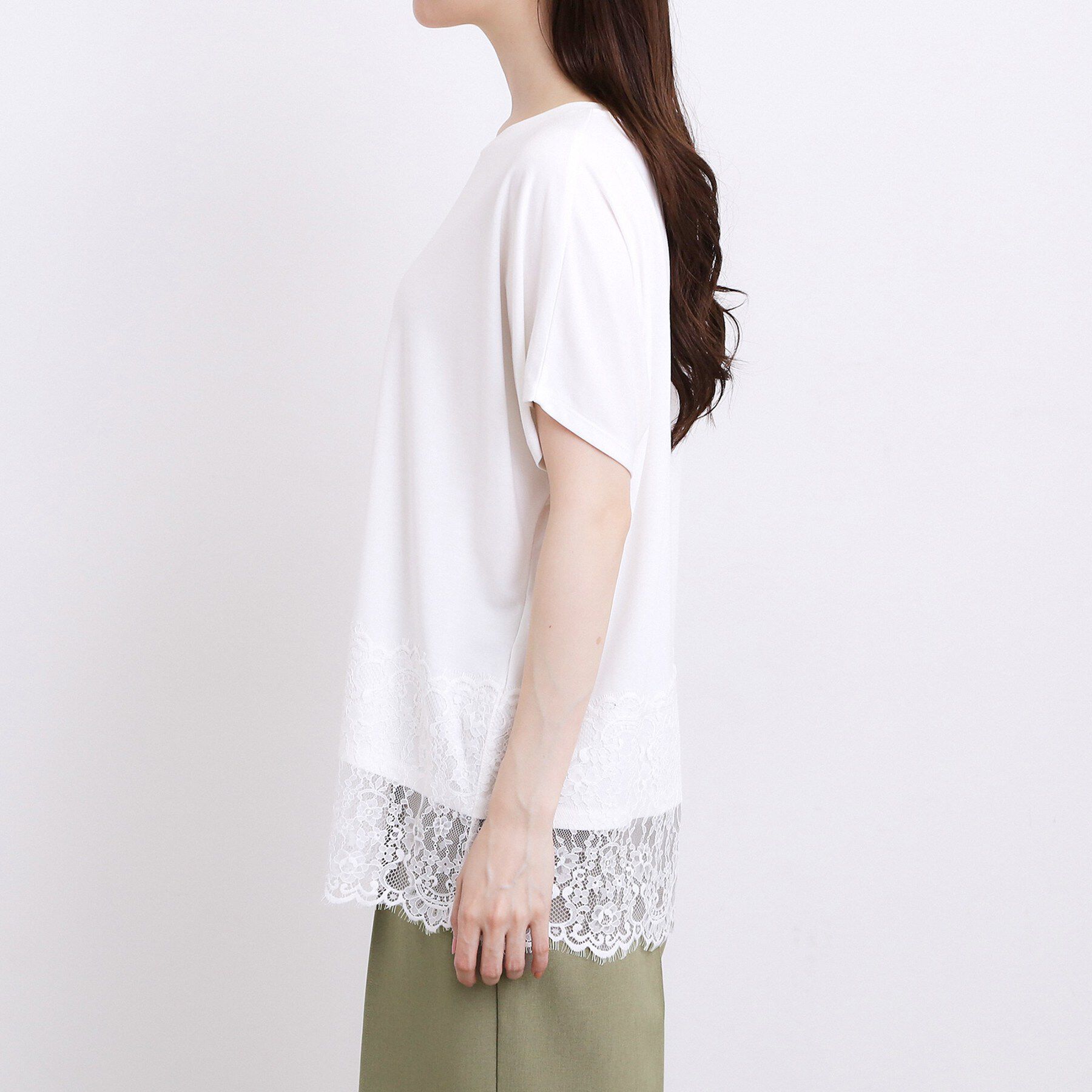 grove「【持続冷感】ひんやりポンチシリーズ／裾レースドルマンカットソー」|Tシャツ・カットソー|