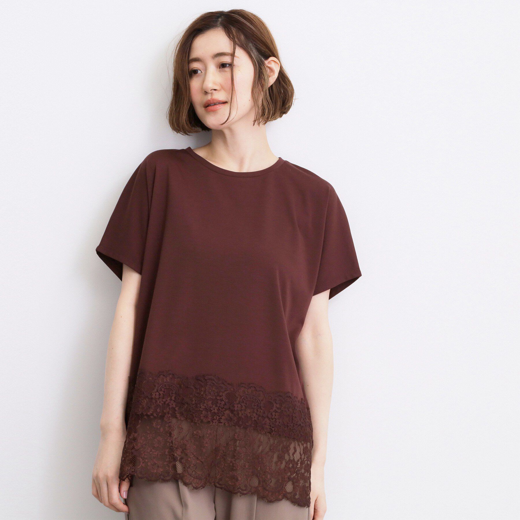 grove「【持続冷感】ひんやりポンチシリーズ／裾レースドルマンカットソー」|Tシャツ・カットソー|