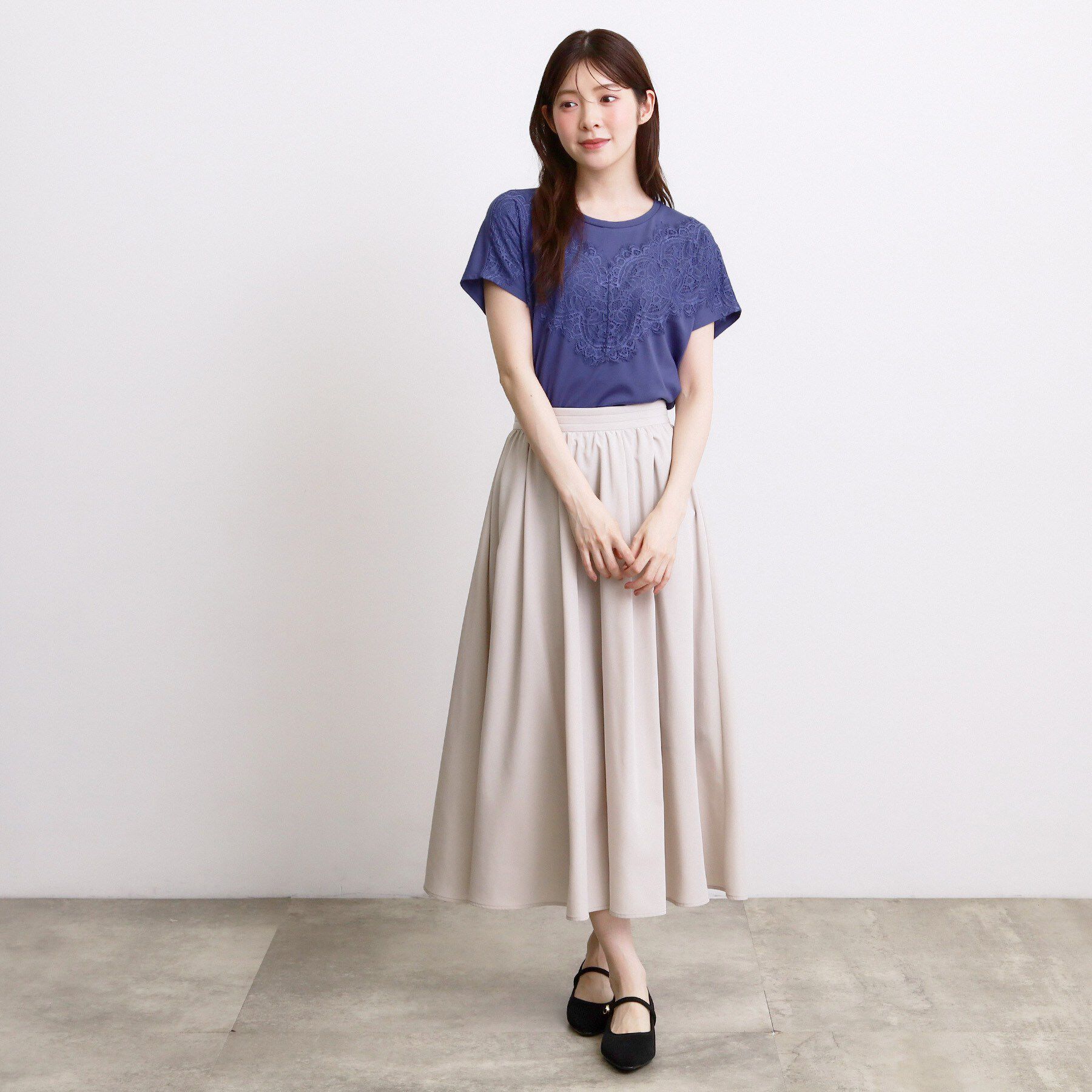 grove「【持続冷感】ひんやりポンチシリーズ／フロントレースドルマンカットソー」|Tシャツ・カットソー|