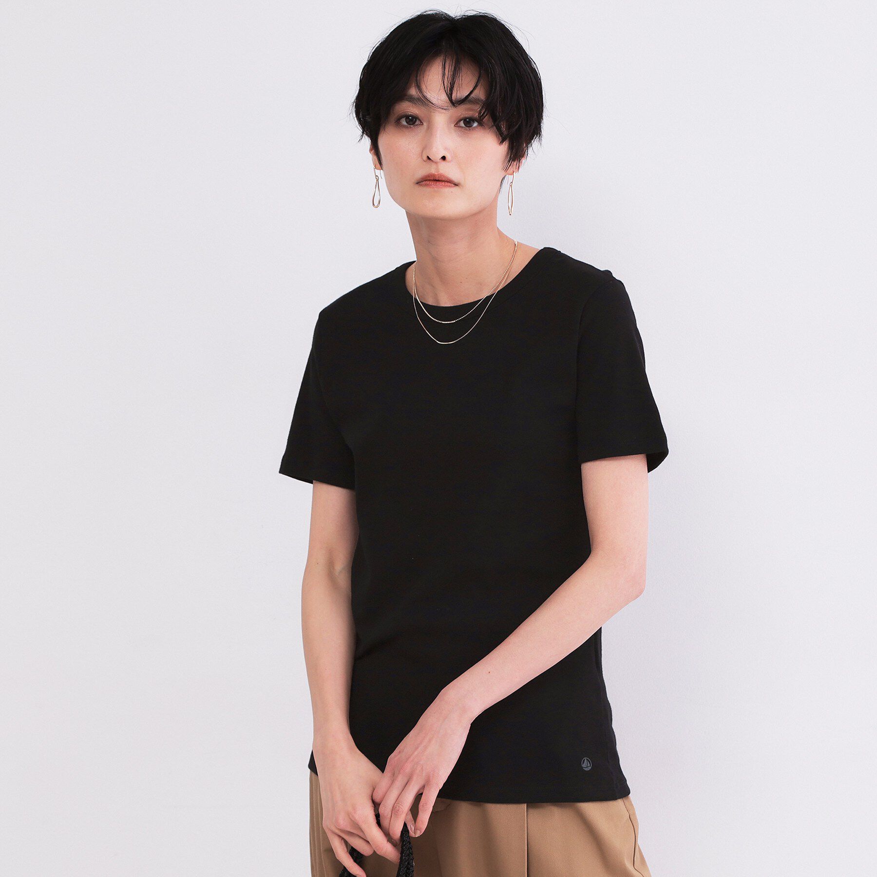 OPAQUE.CLIP「【PETIT BATEAU／プチバトー】クルーネック半袖Tシャツ」|Tシャツ・カットソー|ブラック(019)