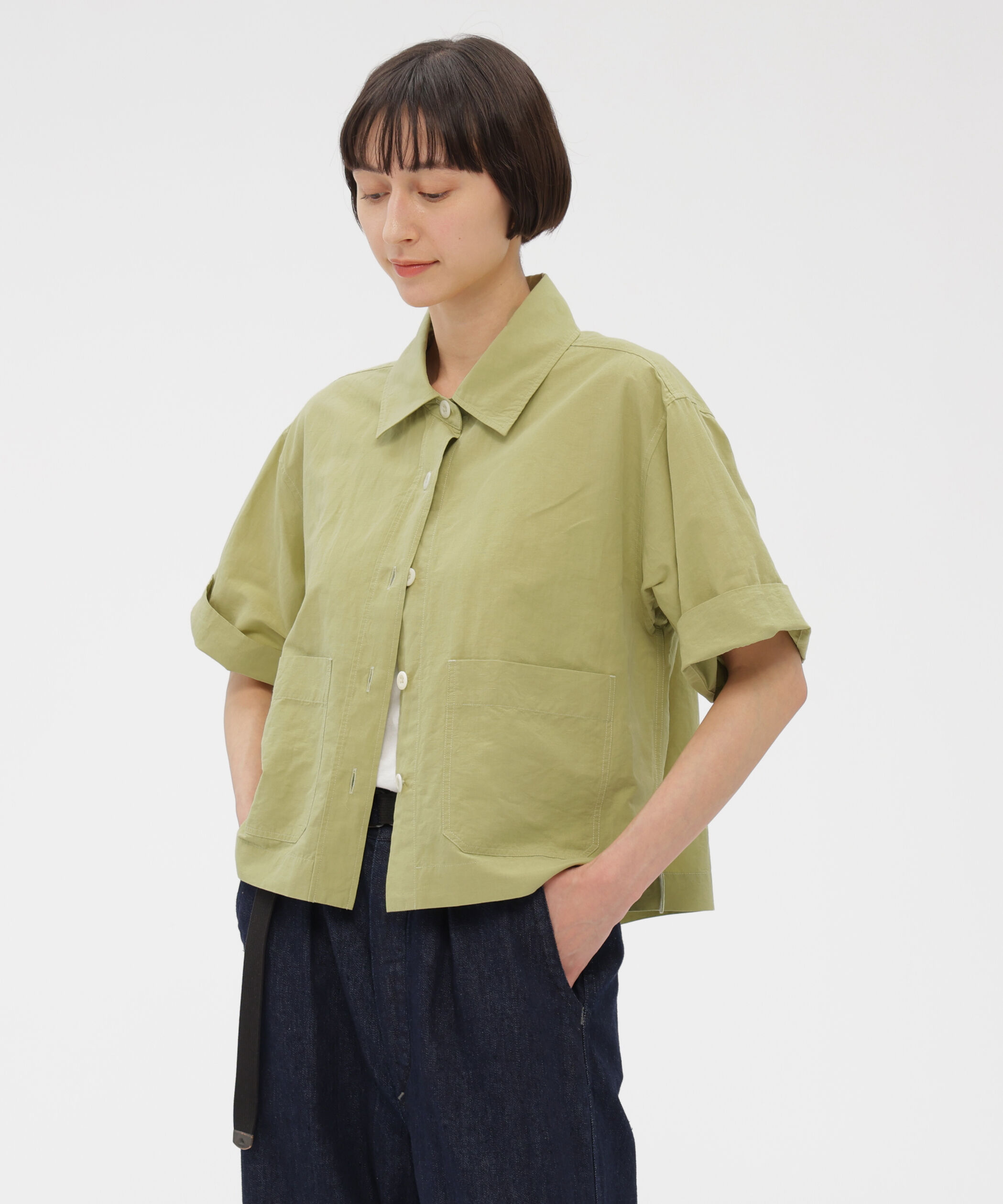 MHL.「HIGH COUNT DRY COTTON LINEN SHIRT」|シャツ・ブラウス|LEMON GRASS1