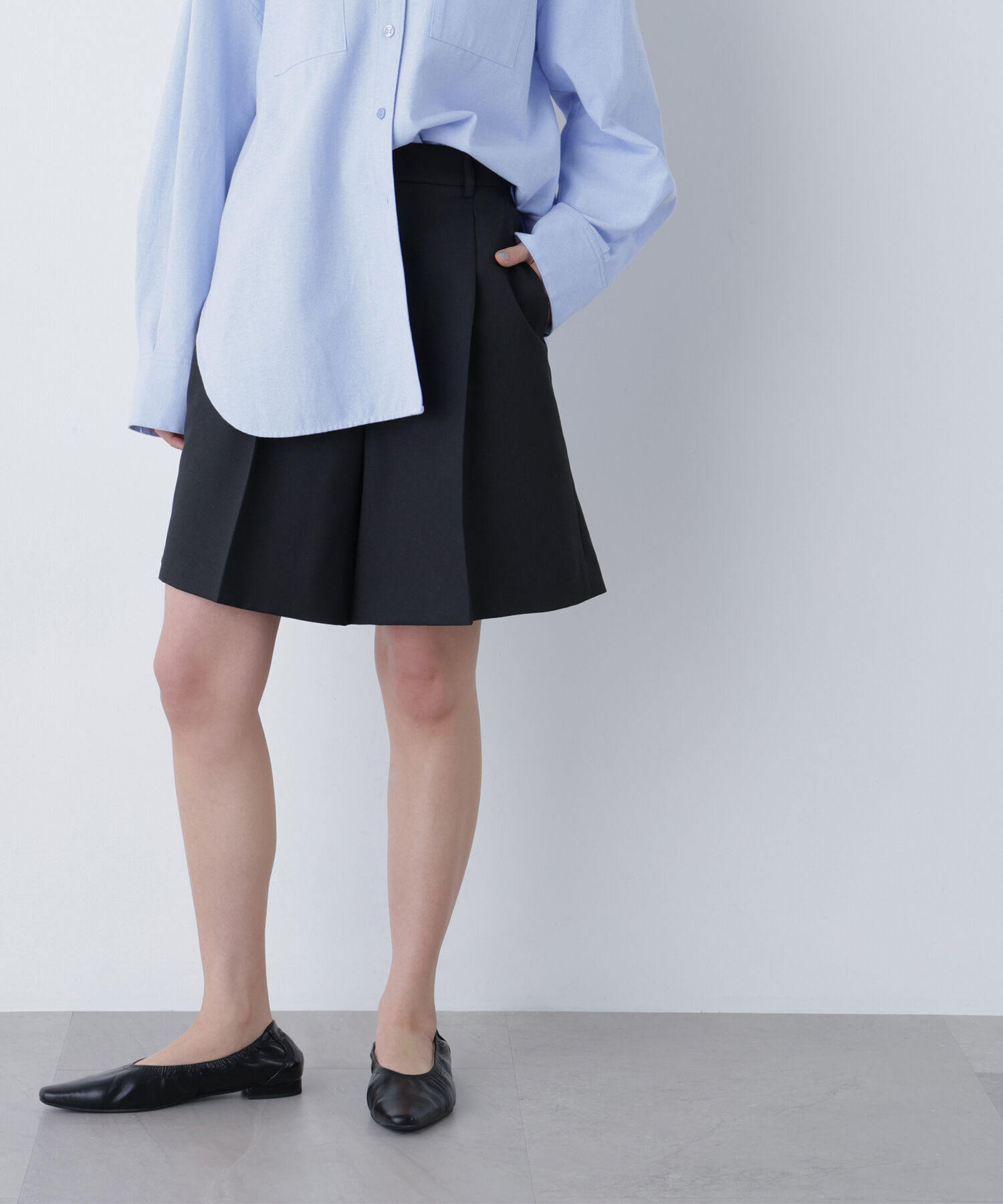  「〈N.〉タックキュロットパンツ」|その他|ブラック