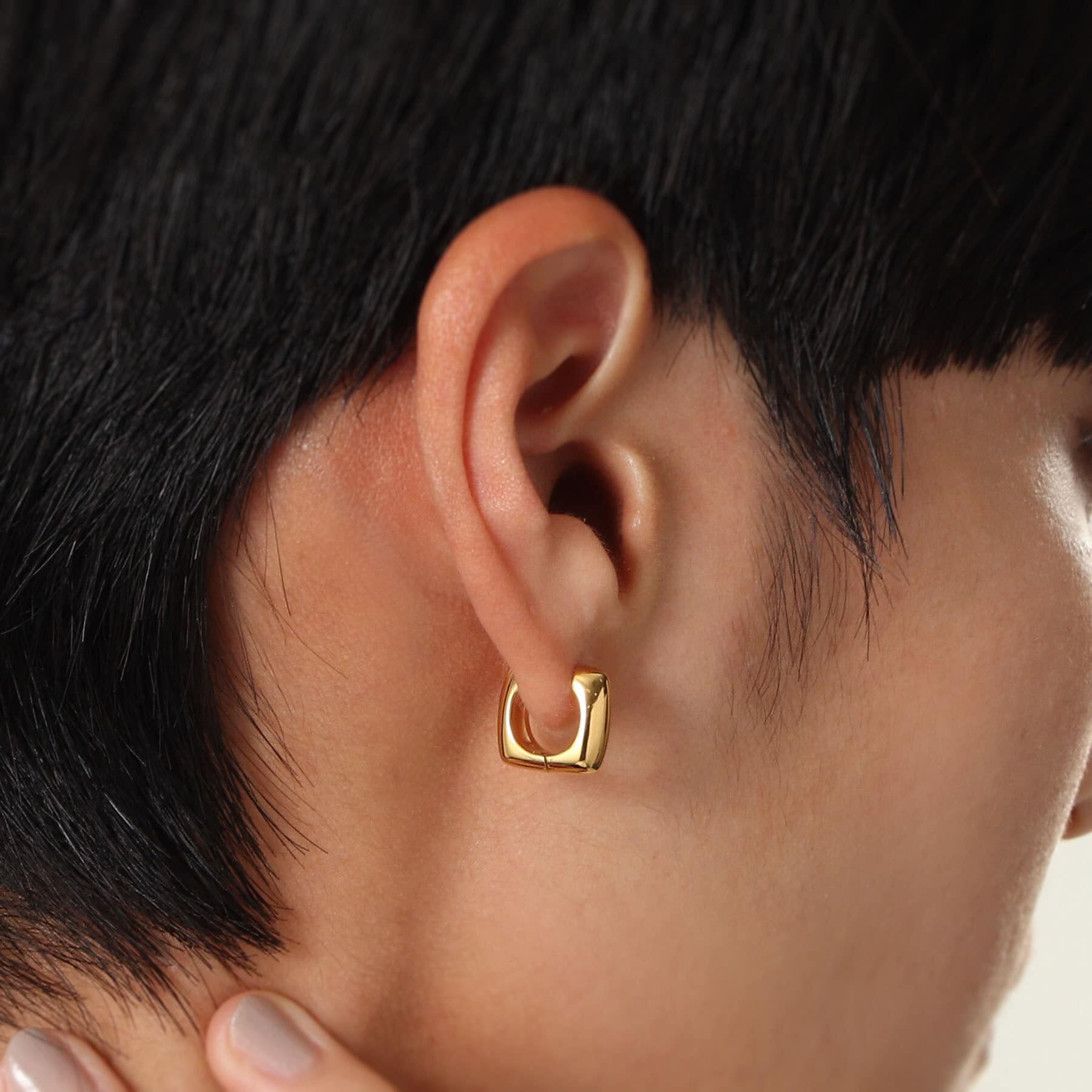 COCOSHNIK ONKITSCH「シルバー ハギーフープ スクエアピアス GP」|ピアス|
