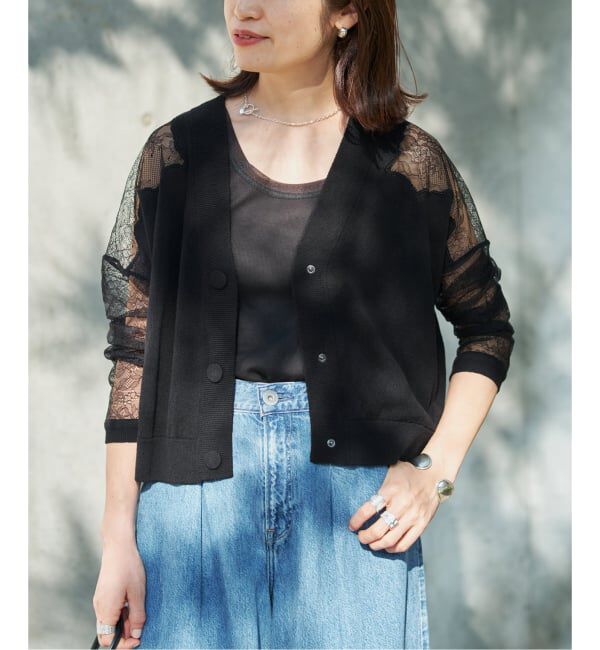 VERMEIL par iena「Cotton Boucle レースカーディガン」|カーディガン|