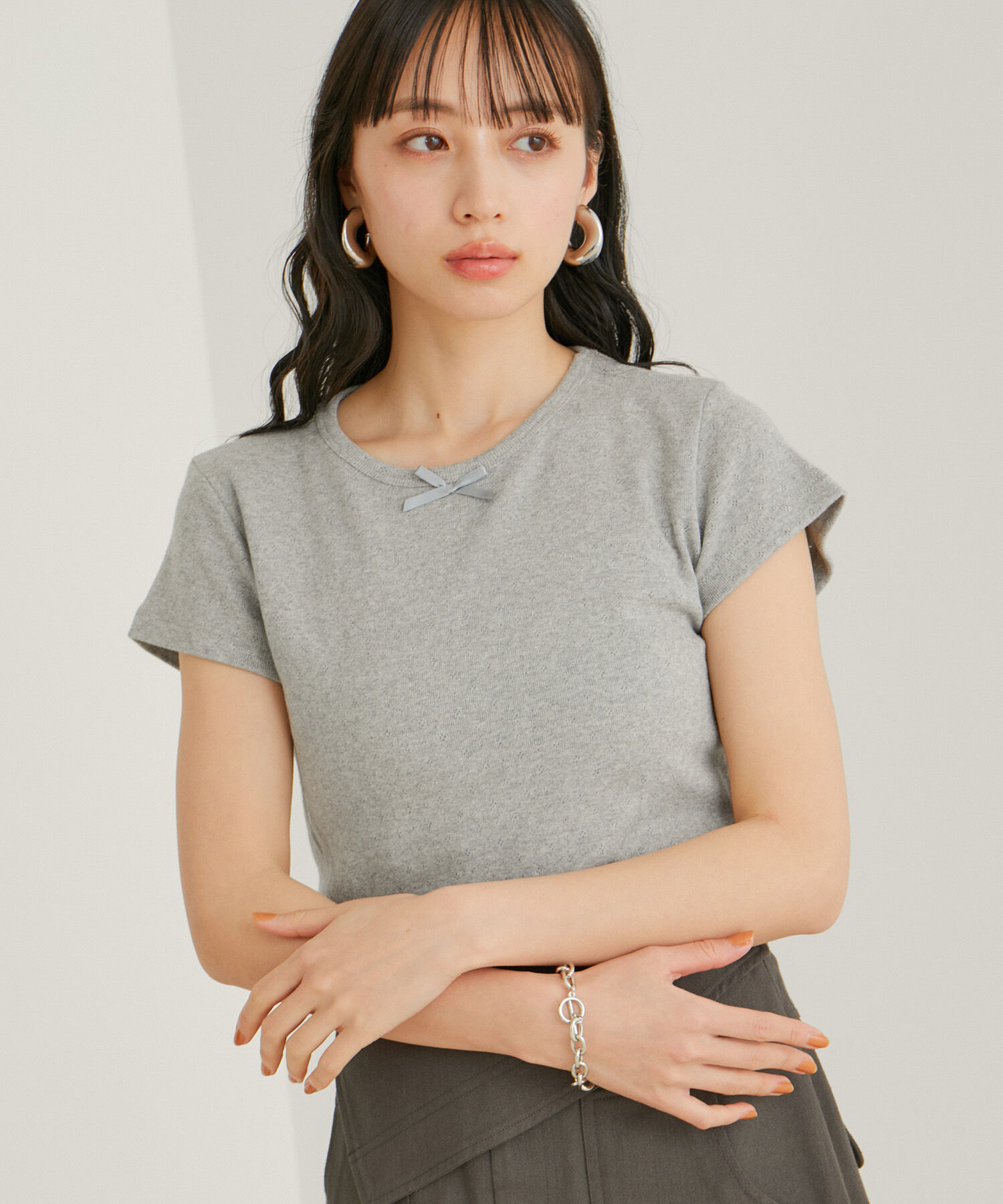 VIS「【WEB/一部店舗限定】パターンメッシュミニＴシャツ」|Tシャツ・カットソー|