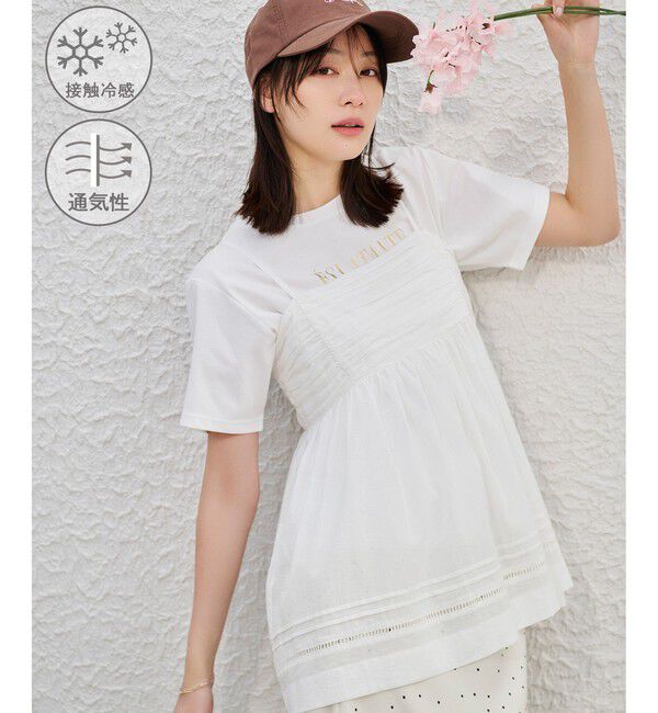 Rope&rsquo;Picnic「お着軽シャツシリーズ シアーレイヤードキャミソールブラウス/接触冷感・通気性」|シャツ・ブラウス|ホワイト(10)