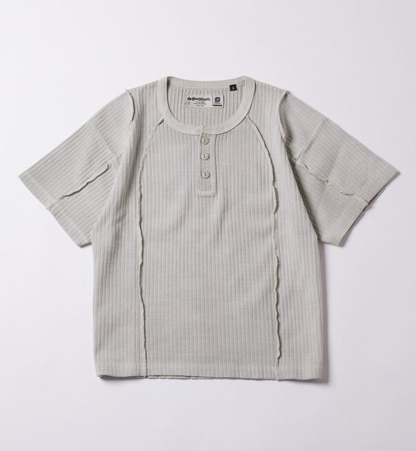  「【Sourcream】針抜きヘンリースイッチングS/STEE」|Tシャツ・カットソー|ライトグレー