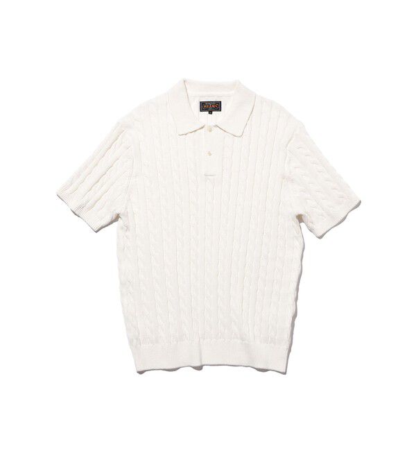 BEAMS PLUS「Knit Polo Cable」|ポロシャツ|WHITE
