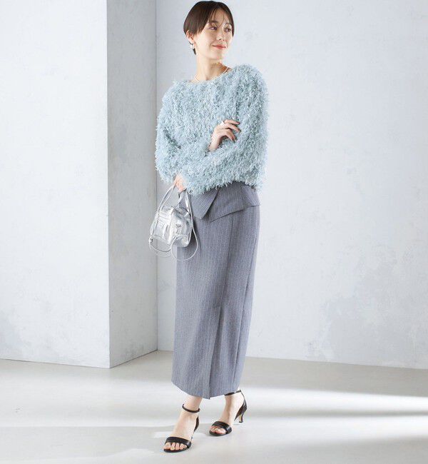 SHIPS for women「〈手洗い可能〉ベルト付 ストライプ タイト スカート 24SS ◇」|タイト|