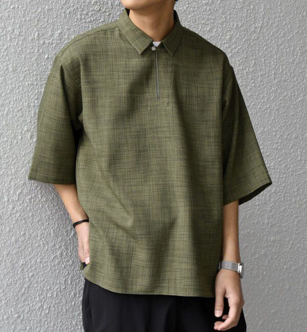 SHIPS any「SHIPS any:〈UVカット〉FUTURE LINEN CANVAS リネンライク スキッパー プルオーバーシャツ◇」|シャツ・ブラウス|