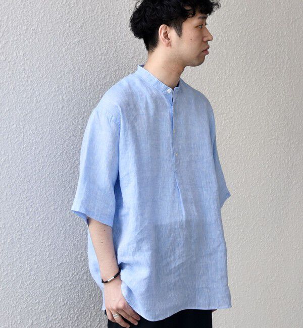 SHIPS any「SHIPS any:〈洗濯機可能〉ピュアリネン バンド スキッパー ハーフスリーブ プルオーバー シャツ 26SS◇」|シャツ・ブラウス|
