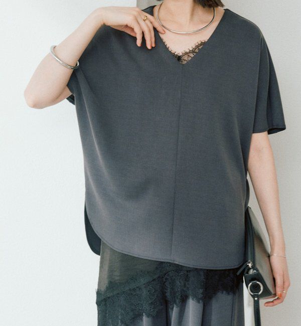  「【セットアップ着用可能/接触冷感機能付き】ドレーピーカットソー」|Tシャツ・カットソー|チャコールグレー