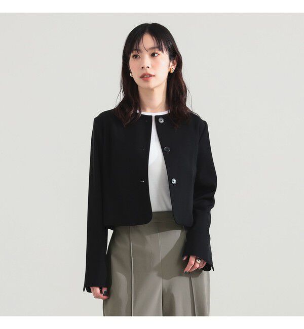 Demi-Luxe BEAMS 「クロップド クルーネック ジャケット」|ダッフルコート|BLACK