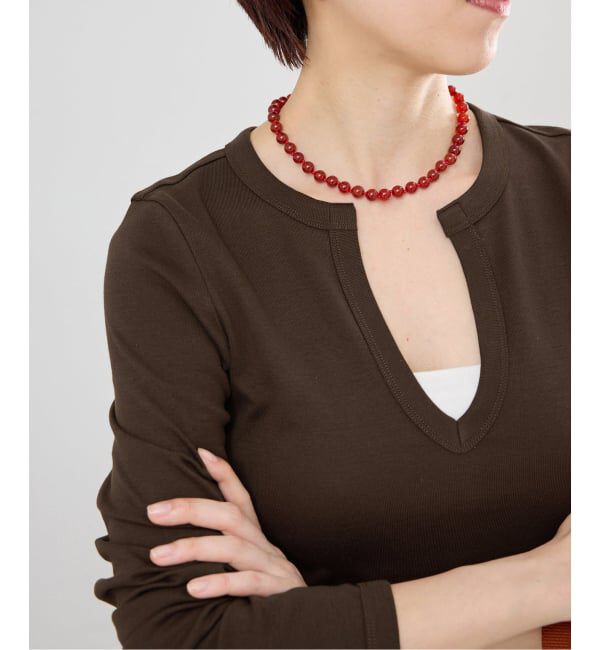 IENA「《追加》EO/イオ ROUND STONE NECKLACE ネックレス BO26SS-56」|ネックレス|