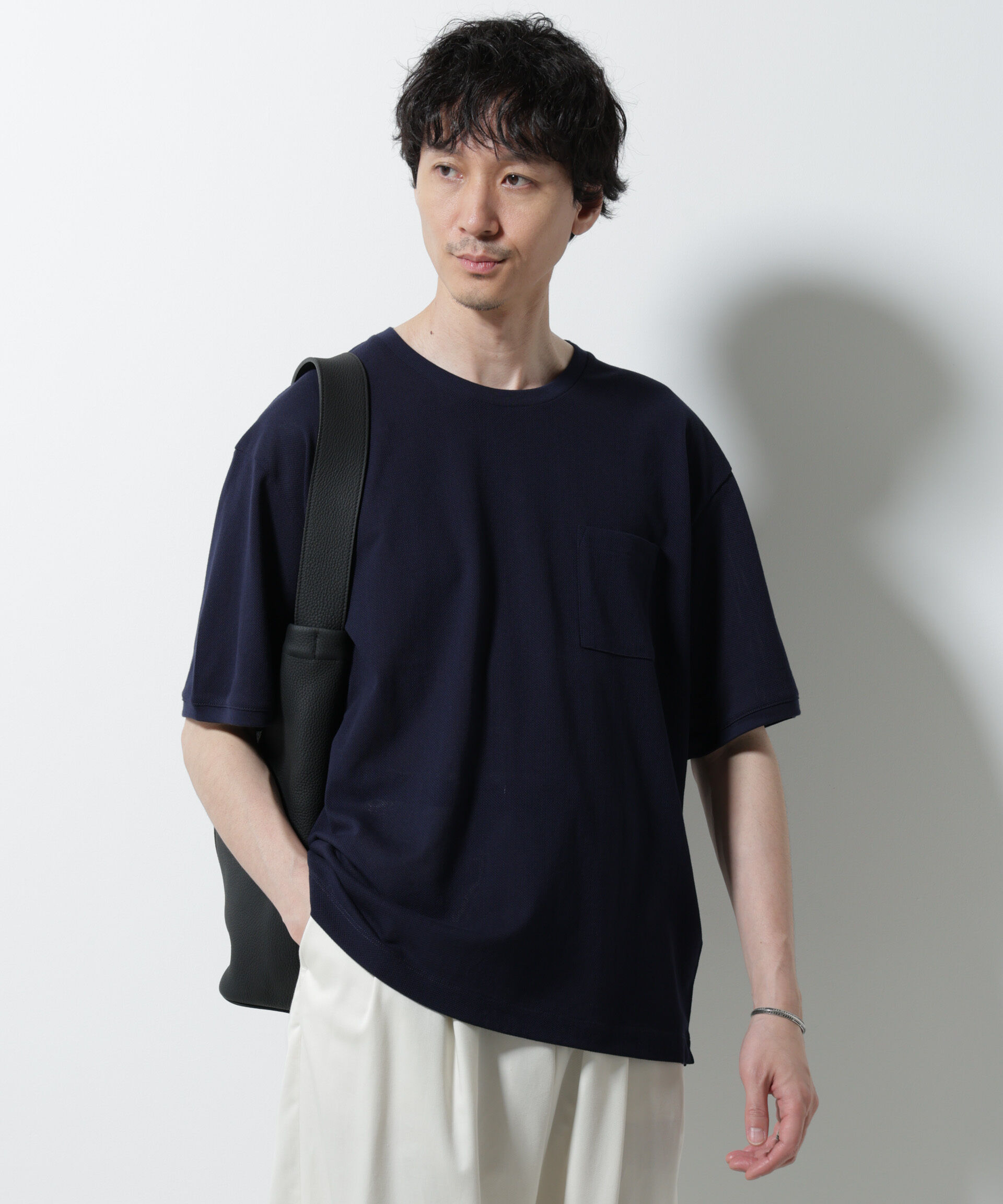 NANO universe「エアパッセージ ジャージーTシャツ 半袖」|Tシャツ・カットソー|ネイビー