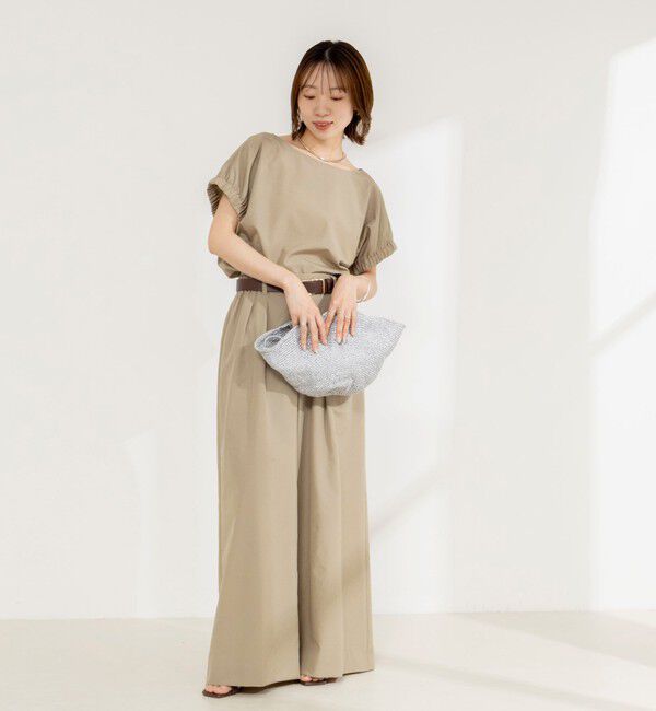 NOLLEY'S「《セットアップ対応》ウォッシャブルエクセルテックタンブラーギャザーフレンチスリーブブラウス」|シャツ・ブラウス|