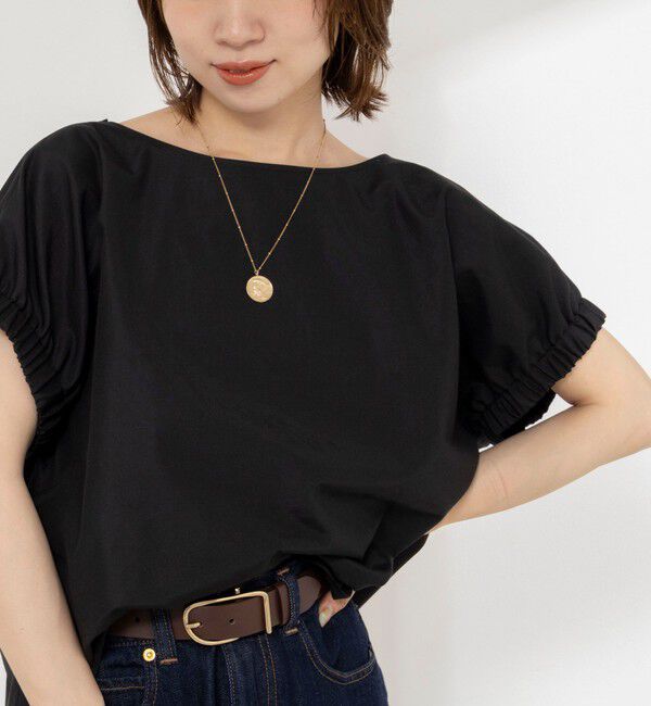NOLLEY'S「《セットアップ対応》ウォッシャブルエクセルテックタンブラーギャザーフレンチスリーブブラウス」|シャツ・ブラウス|ブラック