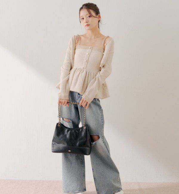 「【WEB限定カラーあり】ペプラムニットベアトップス」|ニット・セーター|