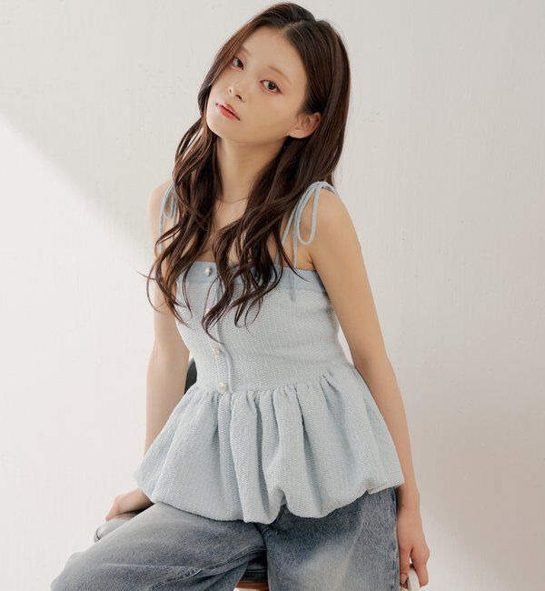  「【WEB限定カラーあり】ペプラムニットベアトップス」|ニット・セーター|