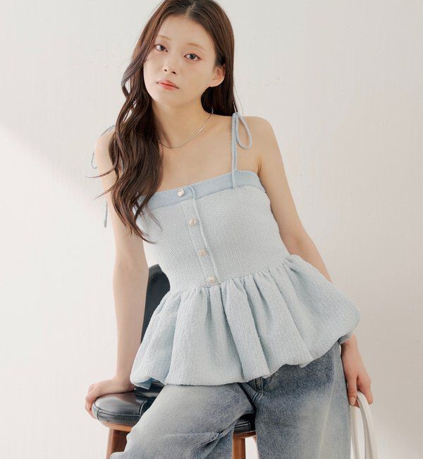  「【WEB限定カラーあり】ペプラムニットベアトップス」|ニット・セーター|ブルーその他3