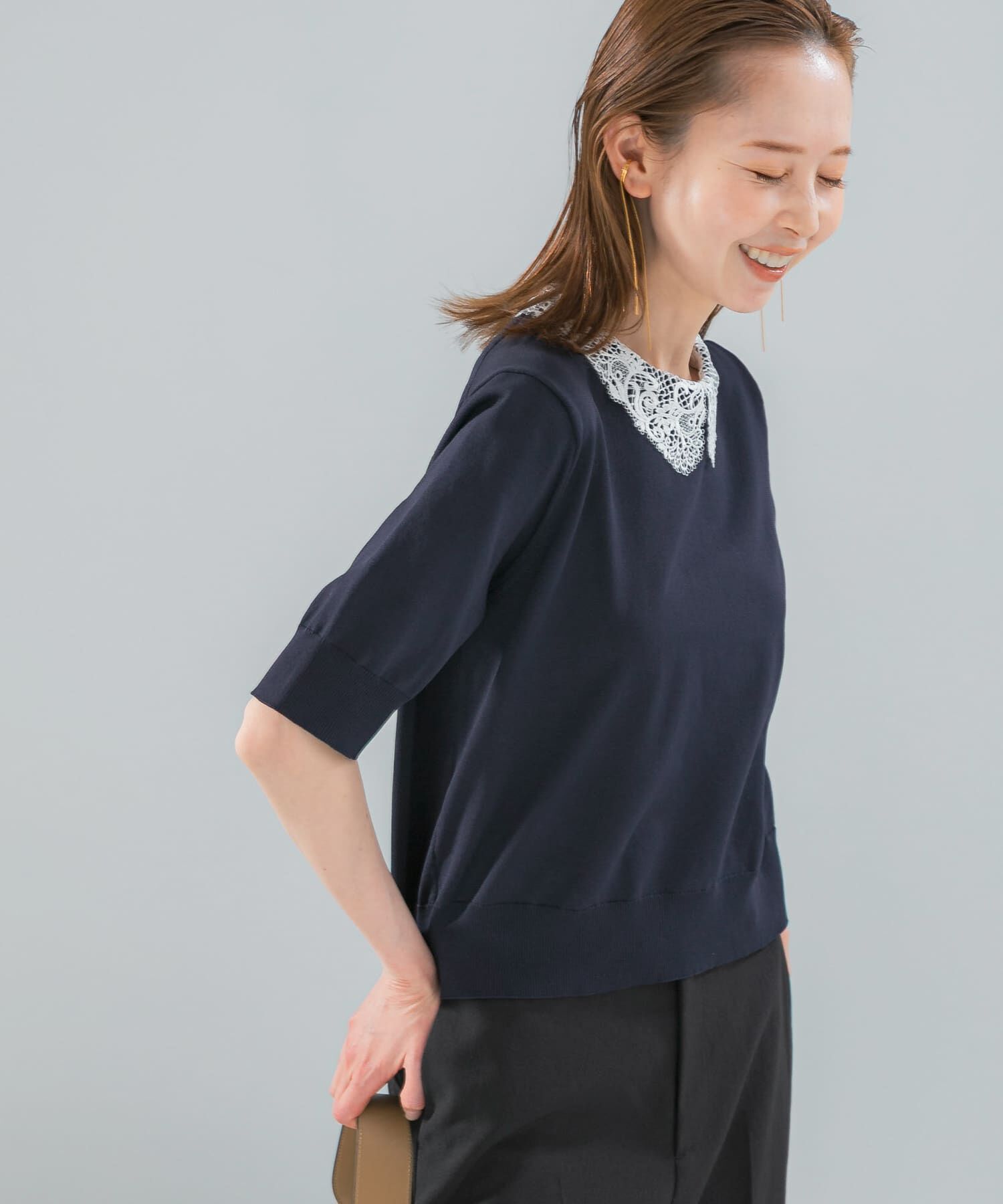 URBAN RESEARCH ROSSO「『WEB限定』2WAYレースカラーニット」|ニット・セーター|