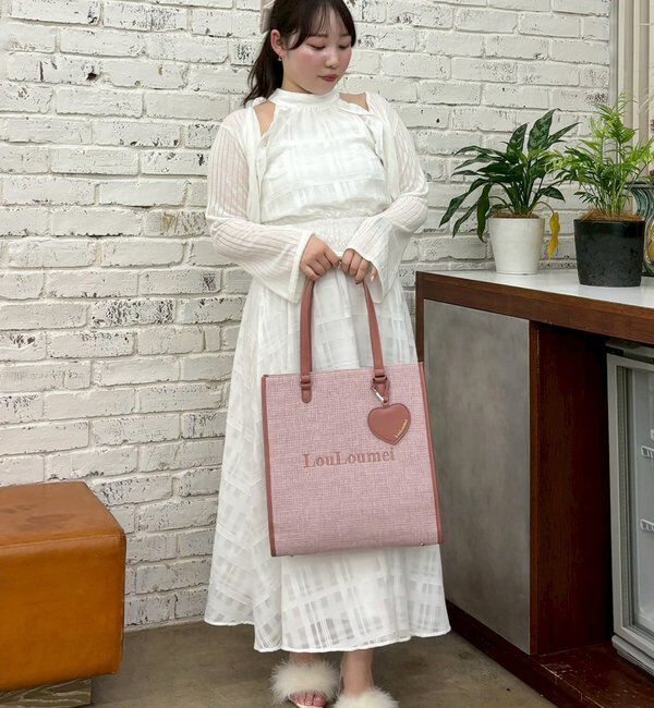  「【LouLoumei】8色展開／ハートチャーム付きトートバッグ／自立可能」|その他|
