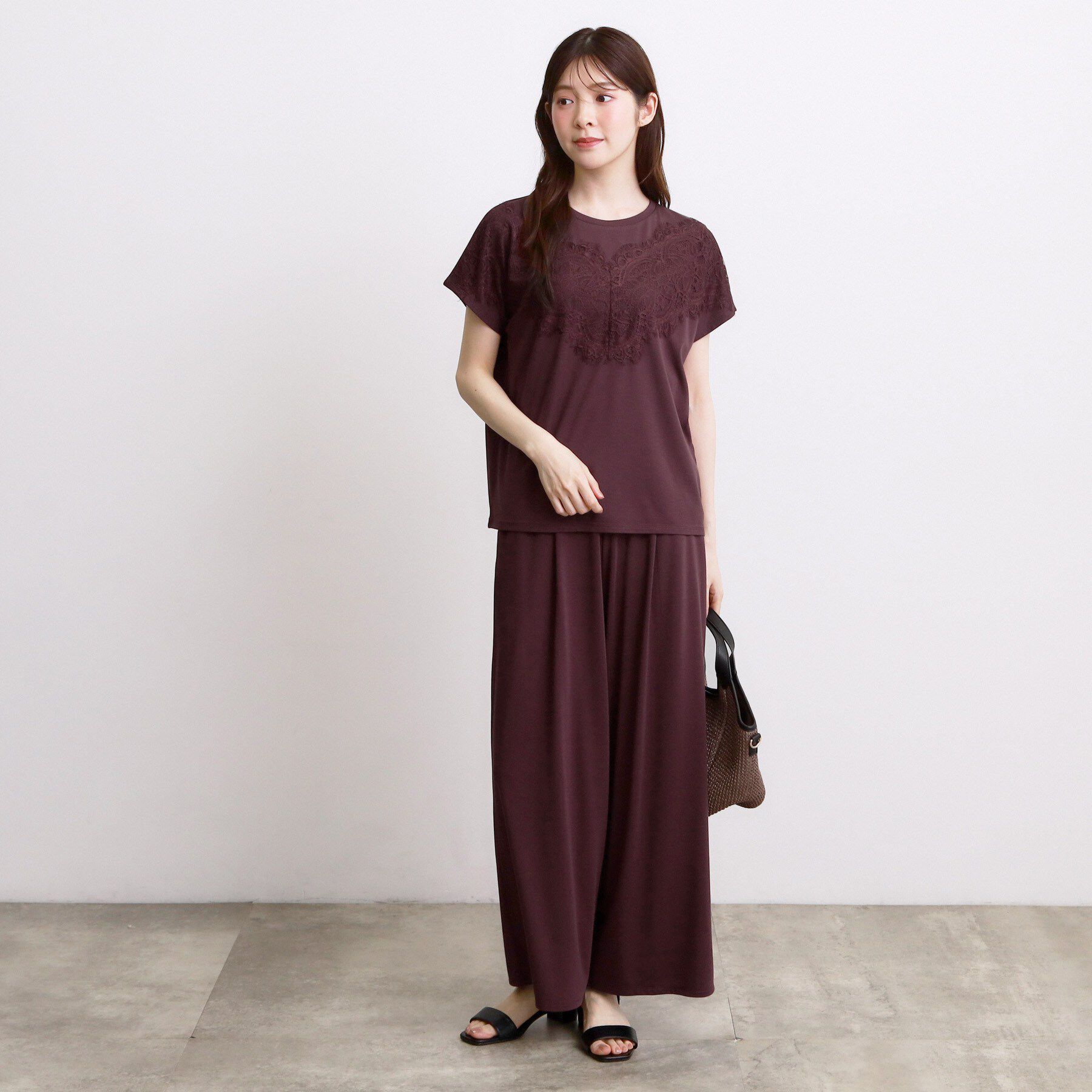 grove「【持続冷感】ひんやりポンチシリーズ／フロントレースドルマンカットソー」|Tシャツ・カットソー|