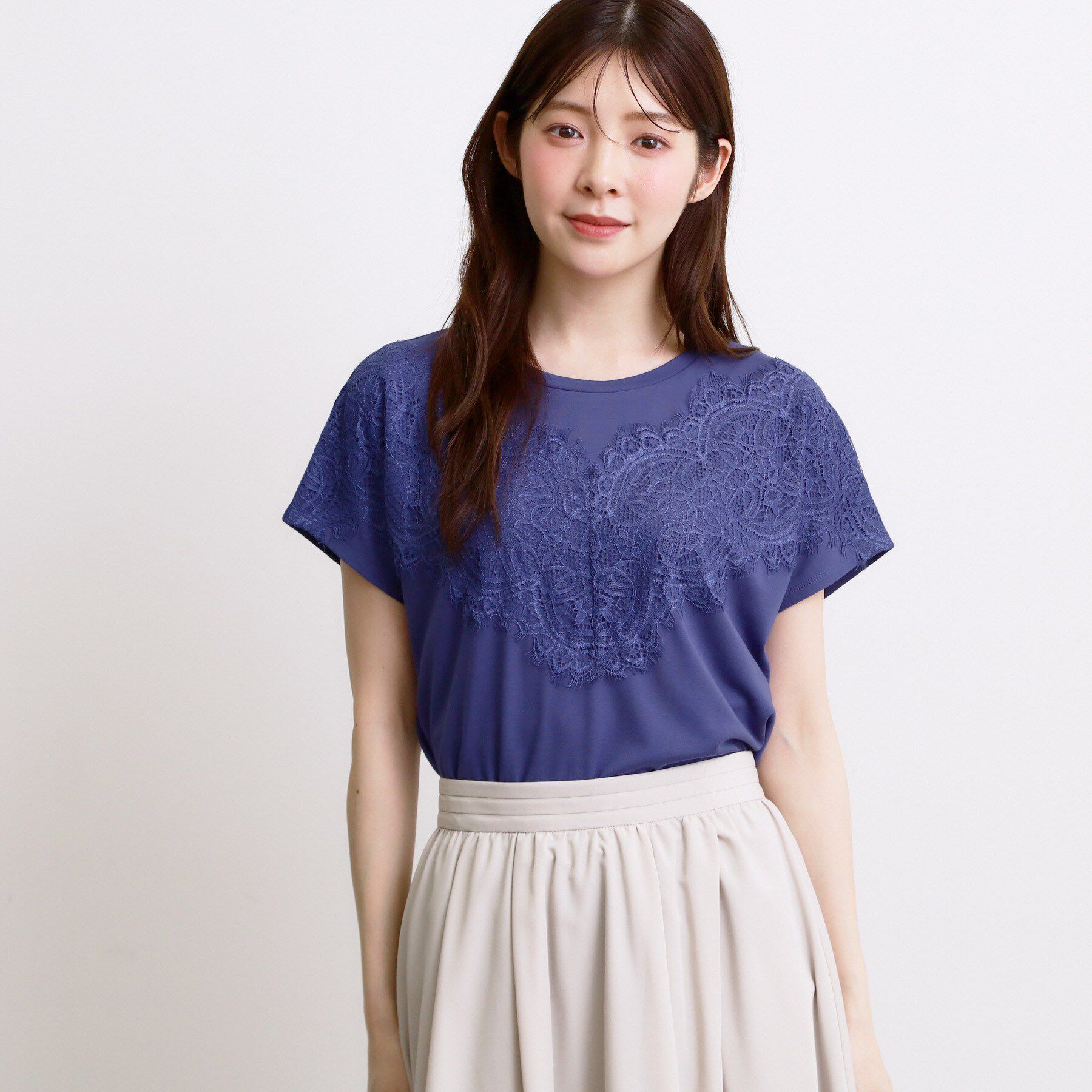 grove「【持続冷感】ひんやりポンチシリーズ／フロントレースドルマンカットソー」|Tシャツ・カットソー|