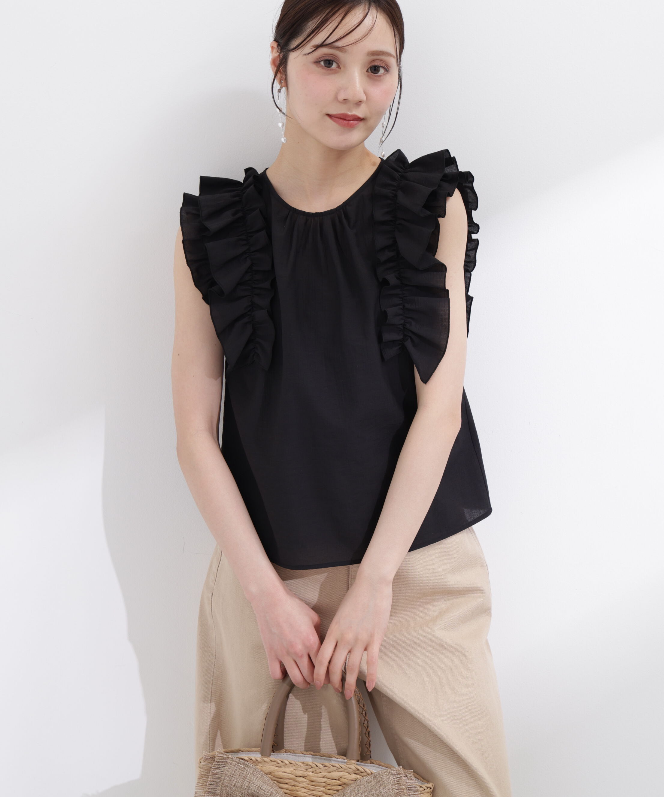 PROPORTION BODY DRESSING「ボリュームラッフルブラウス」|シャツ・ブラウス|ブラック