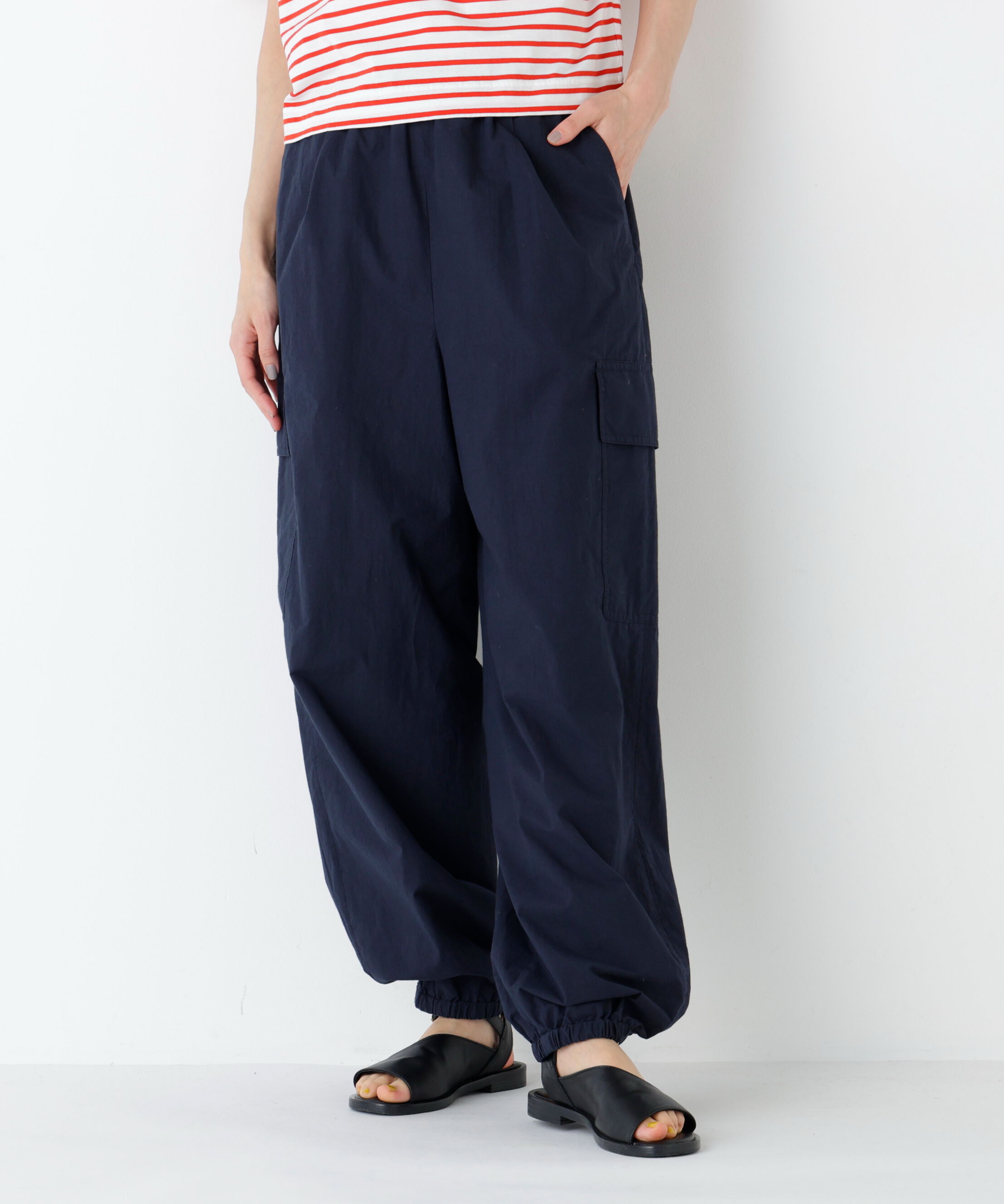 「近江晒コットンタイプライター ドロストカーゴパンツ」|その他|ネイビー