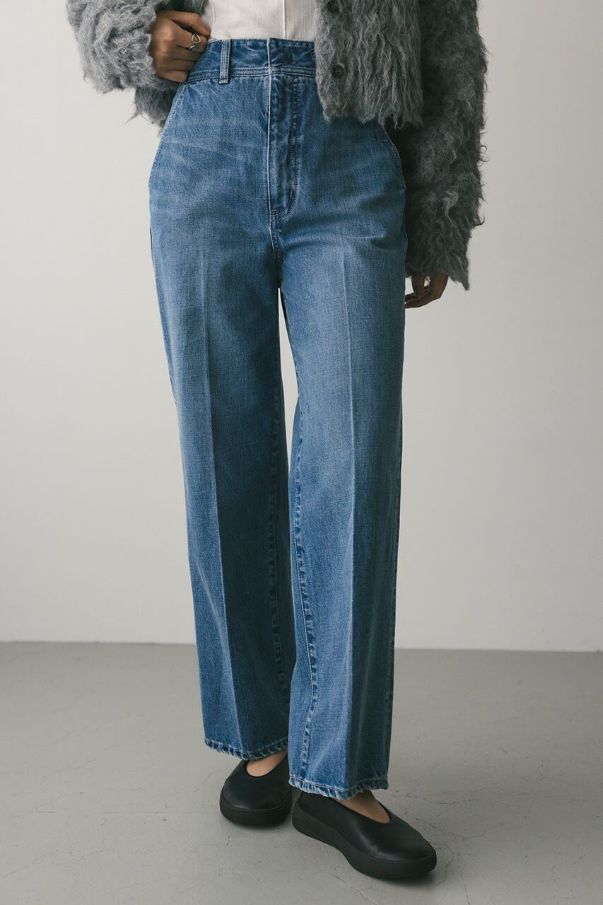 STYLEMIXER「センタープレスストレートデニム」|デニム|L/BLU1