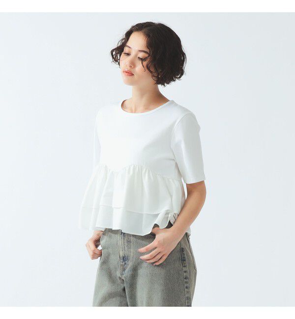 Ray BEAMS 「ティアード キリカエ Tシャツ」|Tシャツ・カットソー|WHITE