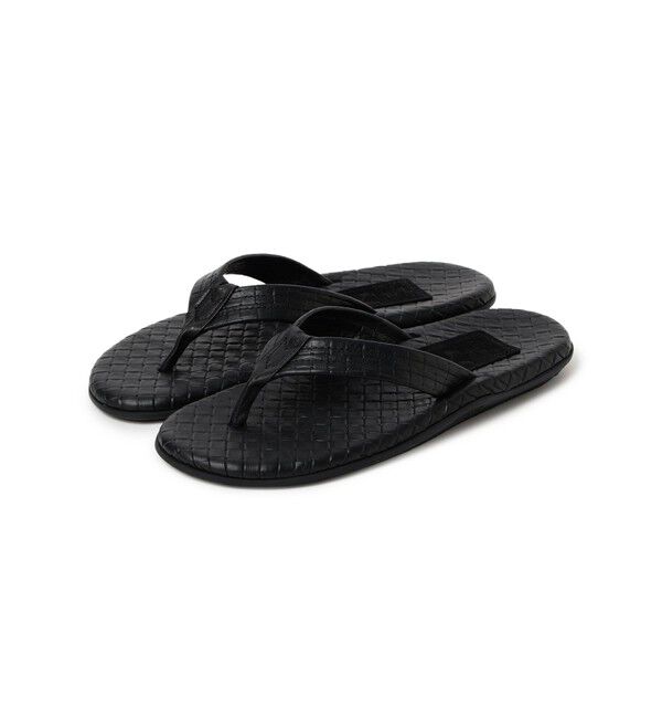 BEAMS「BEAMS｜【別注】ISLAND SLIPPER / レザー トング サンダル｜シンプル｜モノトーン」|サンダル|BLACK