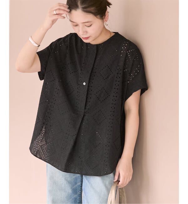 JOURNAL STANDARD「カットワークレースノーカラーブラウス」|シャツ・ブラウス|