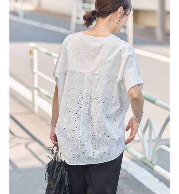 JOURNAL STANDARD「カットワークレースノーカラーブラウス」|シャツ・ブラウス|