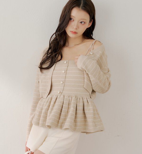  「【WEB限定カラーあり】ペプラムニットベアトップス」|ニット・セーター|