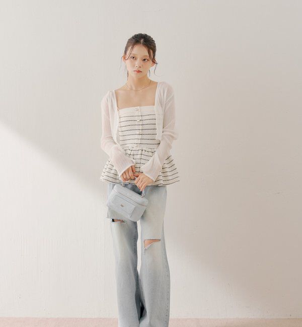  「【WEB限定カラーあり】ペプラムニットベアトップス」|ニット・セーター|