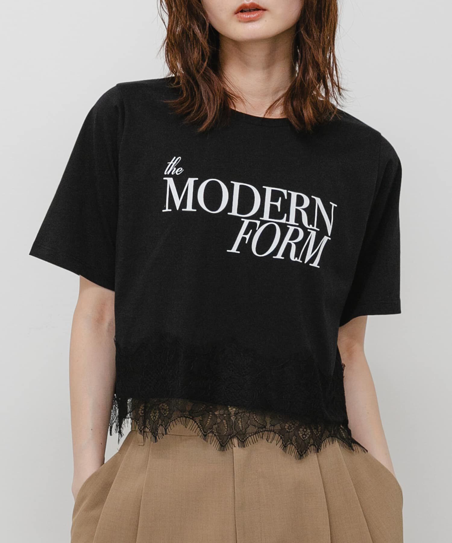 SENSE OF PLACE by URBAN RESEARCH「クロップドレースロゴTシャツ(半袖)」|Tシャツ・カットソー|ブラック